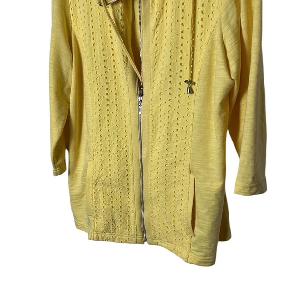 Weekends by Chicos,eyelet,front zip,bracelet sleeve lightweight jacket,cardigan - Picture 8 of 14